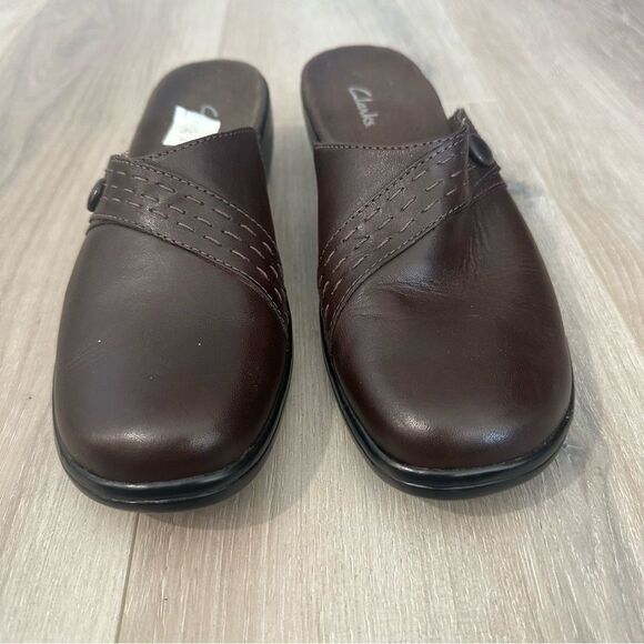 Clarks Artisan Brown Leather Mules Slip On Slides Shoes Sandals size 9.5 M - Picture 3 of 6